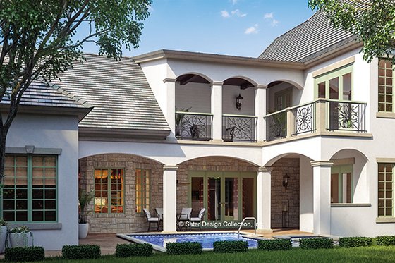 Exterior - Rear Elevation for European House Plan #930-445 - 4 bed, 5 bath