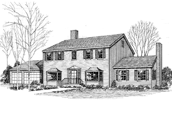Exterior - Front Elevation 3 for Colonial House Plan #60-789 - 5 bed, 3 bath