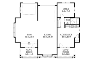 Floor Plan - Main Floor for Craftsman House Plan #132-284 - 1 bed, 1 bath