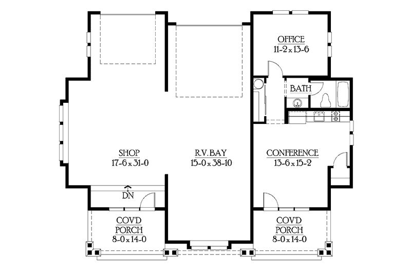 House Design - Floor Plan - Main Floor for Craftsman House Plan #132-284 - 1 bed, 1 bath