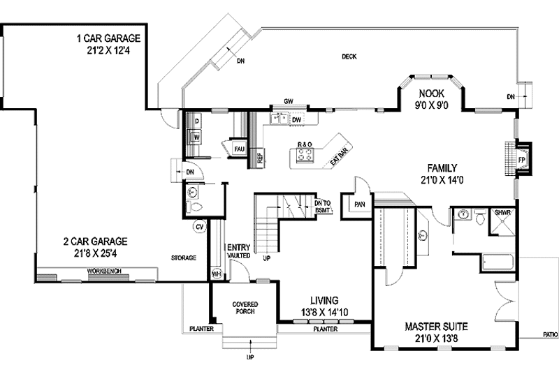 Dream House Plan - Floor Plan - Main Floor for Craftsman House Plan #60-1003 - 3 bed, 2.5 bath
