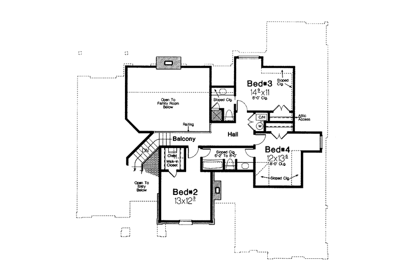 Architectural House Design - Floor Plan - Upper Floor for Colonial House Plan #310-1099 - 4 bed, 3.5 bath