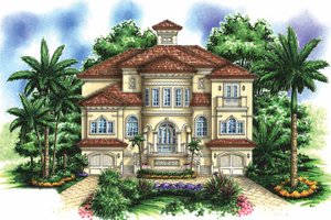 House Plan Design - Exterior - Front Elevation for Mediterranean House Plan #1017-154 - 4 bed, 5.5 bath