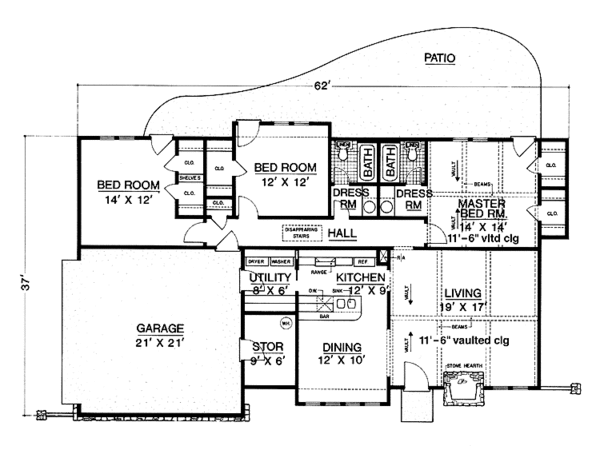 House Design - Ranch Floor Plan - Main Floor Plan #45-535