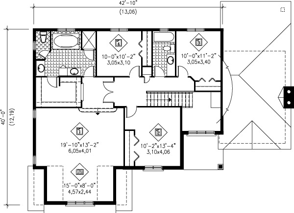European Floor Plan - Upper Floor Plan #25-211