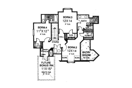 Floor Plan - Upper Floor for European House Plan #310-553 - 4 bed, 3.5 bath