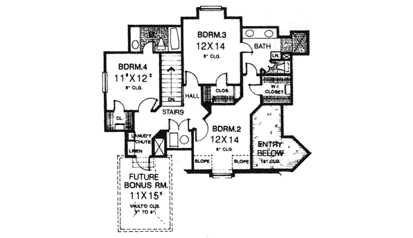 Floor Plan - Upper Floor for European House Plan #310-553 - 4 bed, 3.5 bath