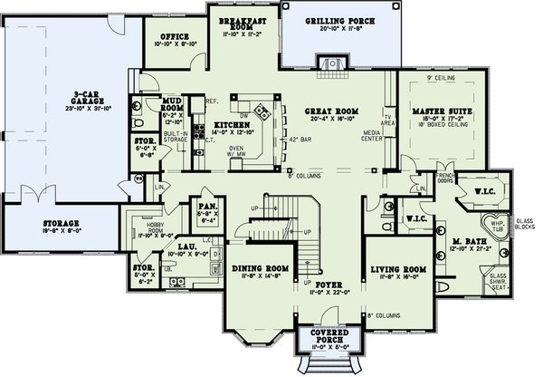 Architectural House Design - European Floor Plan - Main Floor Plan #17-569