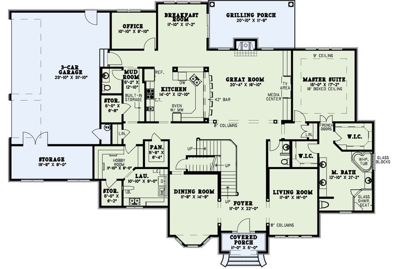 Dream House Plan - Floor Plan - Main Floor for European House Plan #17-569 - 4 bed, 4 bath