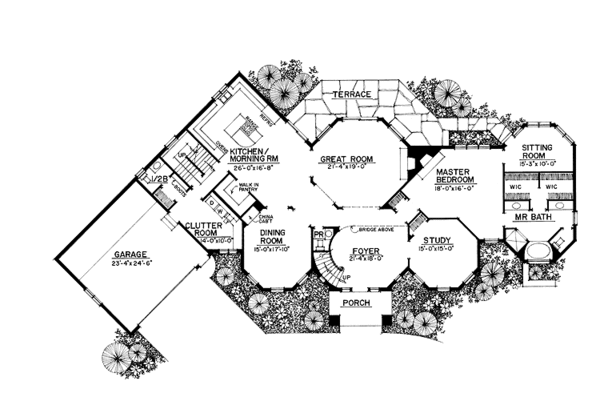 House Blueprint - Traditional Floor Plan - Main Floor Plan #1016-56
