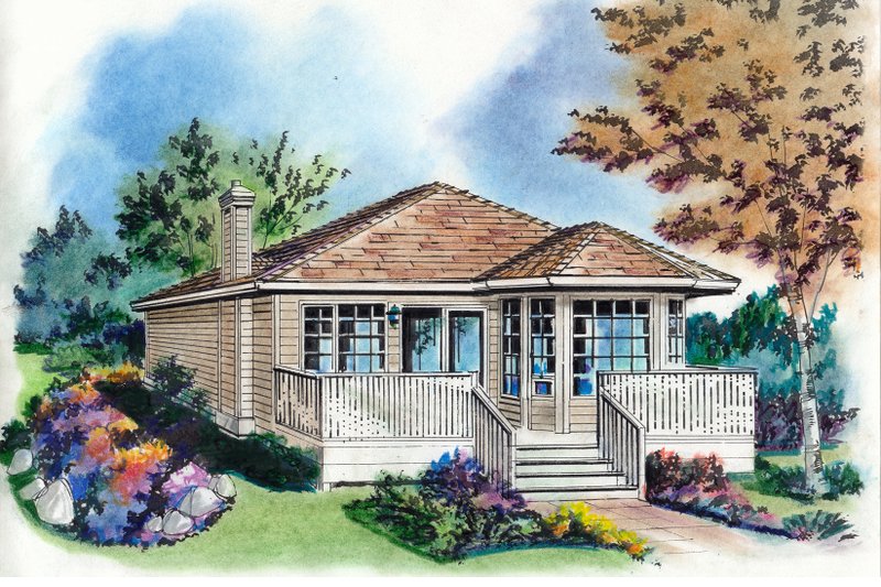 House Blueprint - Cottage Exterior - Front Elevation Plan #18-163