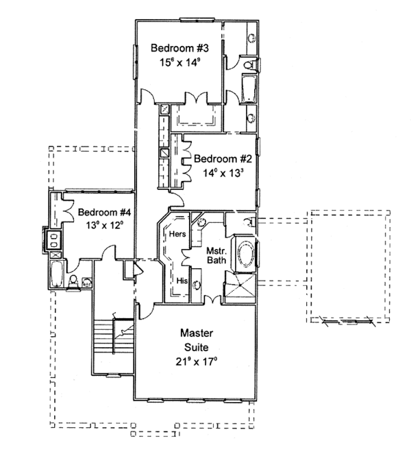 House Plan Design - Colonial Floor Plan - Upper Floor Plan #429-255