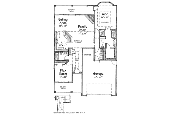 Floor Plan - Main Floor for Traditional House Plan #20-1613 - 2 bed, 2 bath