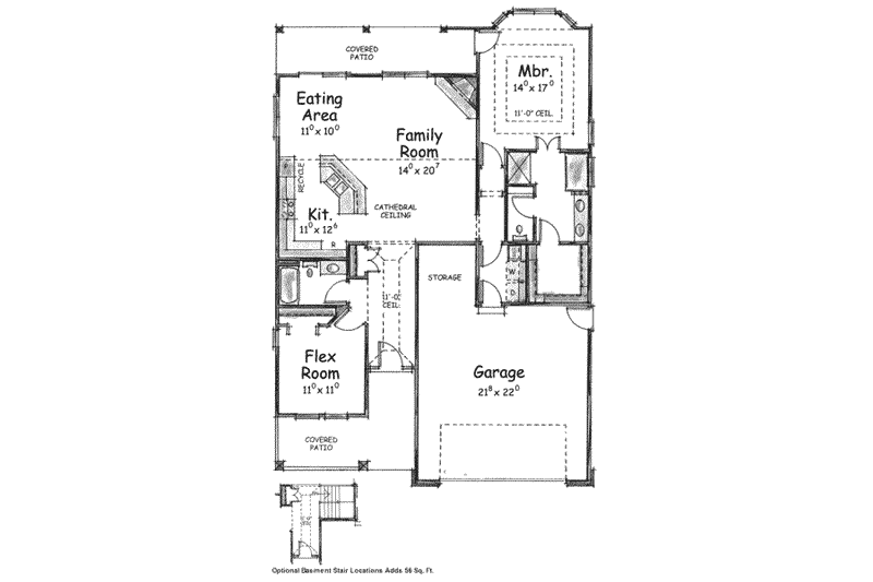 Dream House Plan - Floor Plan - Main Floor for Traditional House Plan #20-1613 - 2 bed, 2 bath