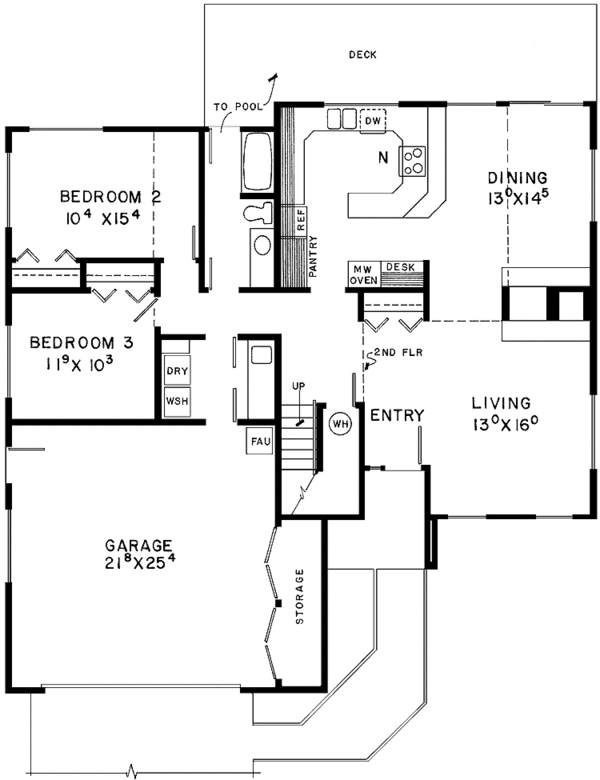 Architectural House Design - Contemporary Floor Plan - Main Floor Plan #60-985