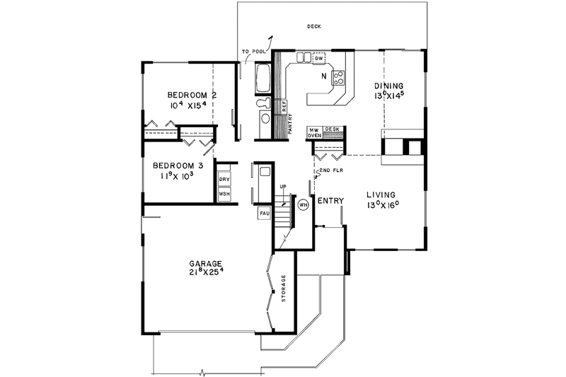Dream House Plan - Floor Plan - Main Floor for Contemporary House Plan #60-985 - 3 bed, 2 bath