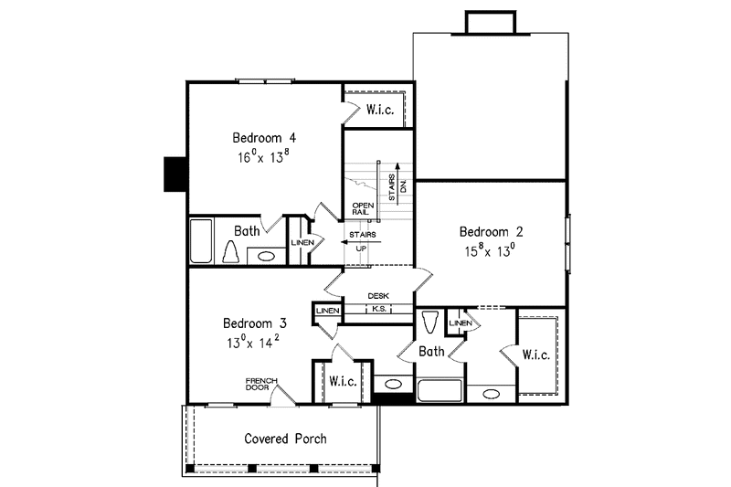 Home Plan - Floor Plan - Upper Floor for Country House Plan #927-370 - 4 bed, 3.5 bath