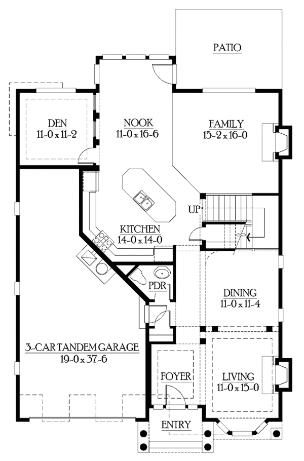 Architectural House Design - Craftsman Floor Plan - Main Floor Plan #132-460