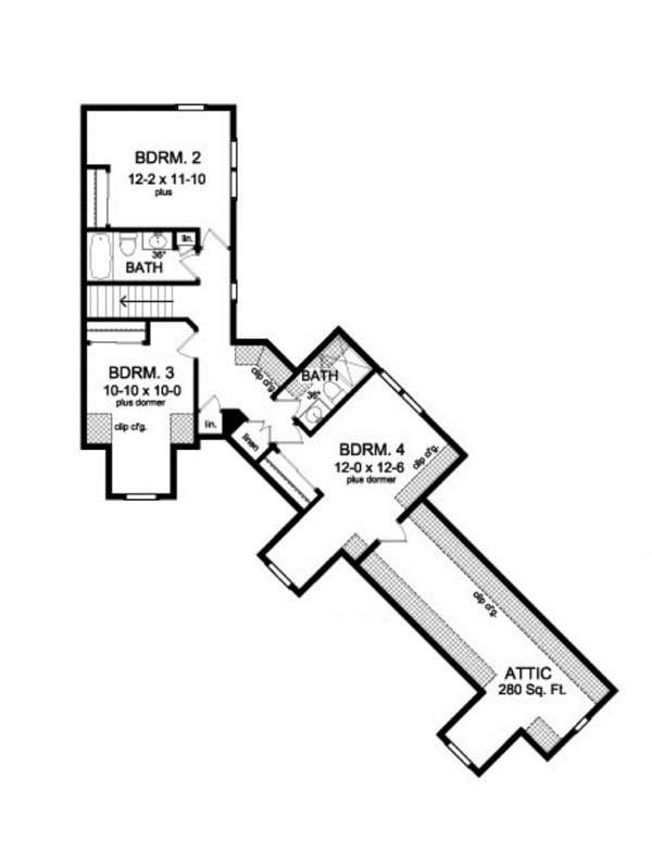 Architectural House Design - Colonial Floor Plan - Upper Floor Plan #1010-40