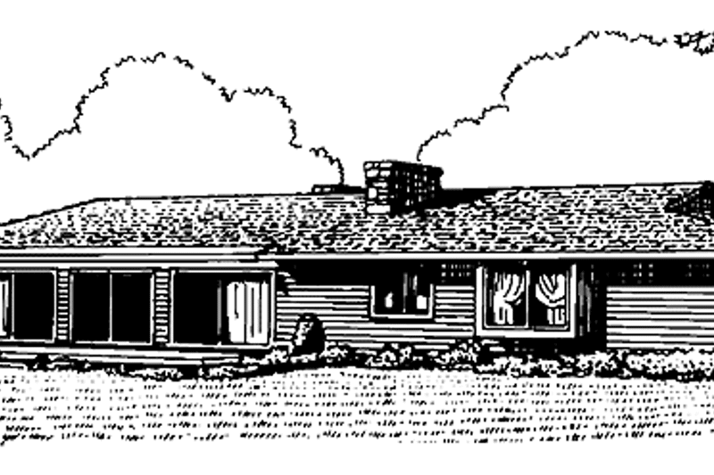 Dream House Plan - Exterior - Rear Elevation for Ranch House Plan #320-794 - 4 bed, 3.5 bath