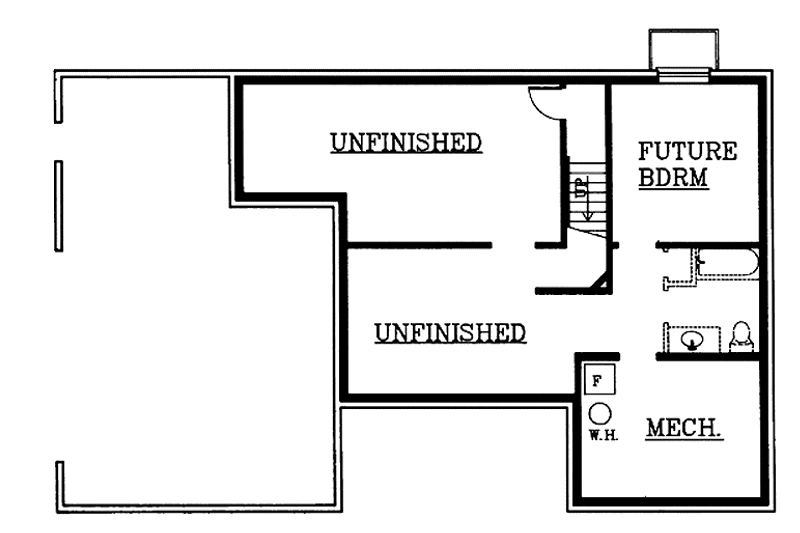 Home Plan - Floor Plan - Lower Floor for Country House Plan #1037-3 - 2 bed, 1 bath