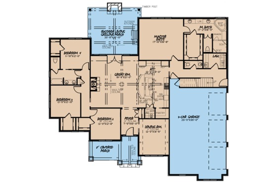 Floor Plan - Main Floor for European House Plan #923-76 - 4 bed, 2.5 bath