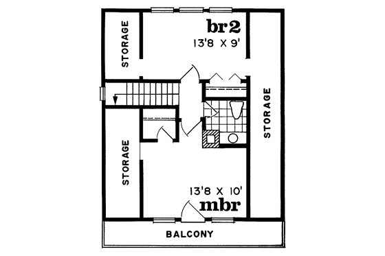 Floor Plan - Upper Floor for Victorian House Plan #47-657 - 3 bed, 1.5 bath