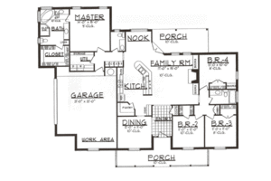 Floor Plan - Main Floor for Traditional House Plan #62-108 - 4 bed, 2.5 bath