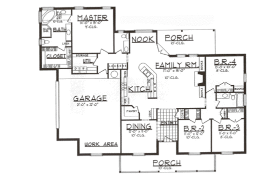 Floor Plan - Main Floor for Traditional House Plan #62-108 - 4 bed, 2.5 bath
