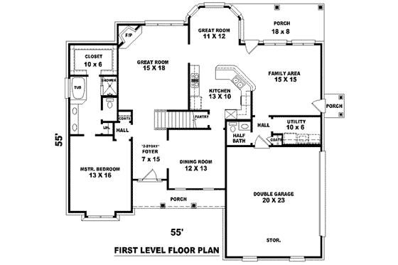 Floor Plan - Main Floor for Traditional House Plan #81-882 - 3 bed, 2.5 bath