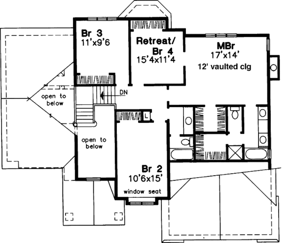 Architectural House Design - Traditional Floor Plan - Upper Floor Plan #320-536