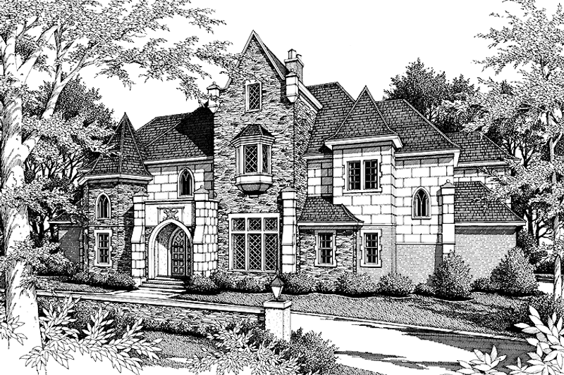 Home Plan - Exterior - Front Elevation 3 for European House Plan #952-140 - 3 bed, 3.5 bath