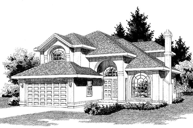 Architectural House Design - Exterior - Front Elevation 3 for Mediterranean House Plan #47-856 - 4 bed, 3 bath