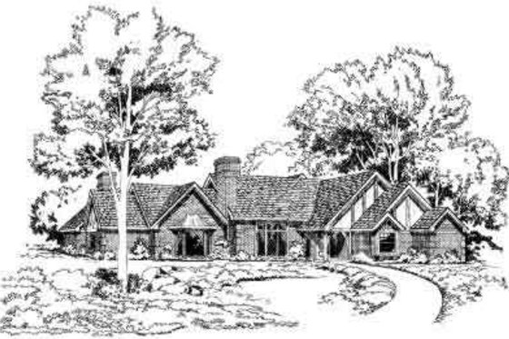 Exterior - Front Elevation for European House Plan #312-494 - 4 bed, 3 bath
