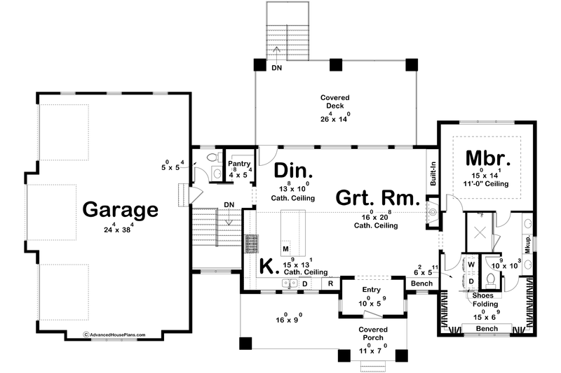 House Plan Design - Floor Plan - Main Floor for Beach House Plan #455-424 - 1 bed, 1.5 bath