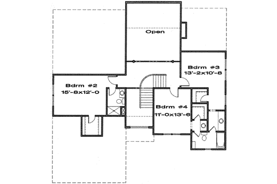 Floor Plan - Upper Floor for Cottage House Plan #6-183 - 4 bed, 3.5 bath