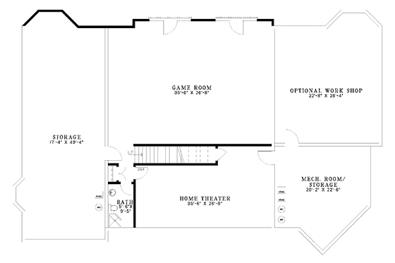 Floor Plan - Lower Floor for Classical House Plan #17-2769 - 5 bed, 3.5 bath