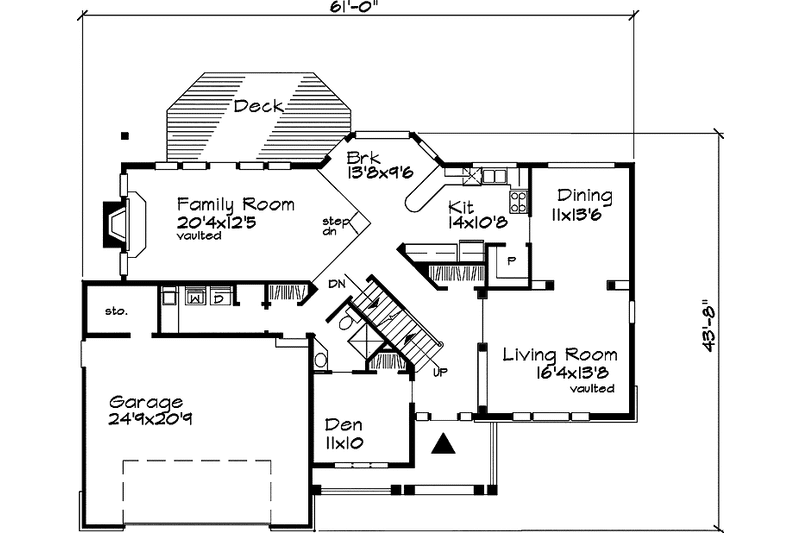 Home Plan - Floor Plan - Main Floor for Contemporary House Plan #320-562 - 4 bed, 3 bath