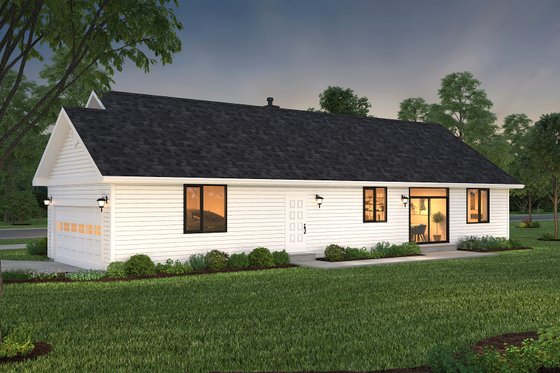 Exterior - Rear Elevation for Ranch House Plan #18-1035 - 3 bed, 2 bath