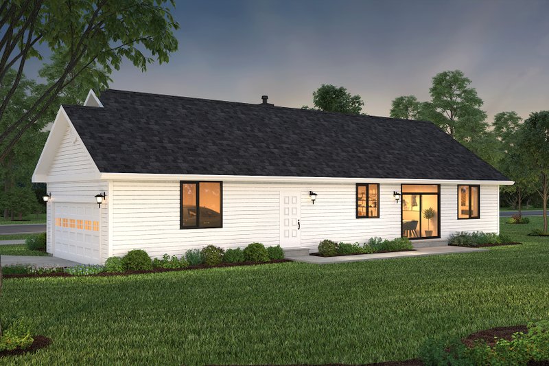 Home Plan - Exterior - Rear Elevation for Ranch House Plan #18-1035 - 3 bed, 2 bath