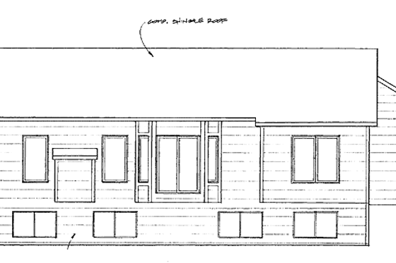 Exterior - Rear Elevation for Traditional House Plan #58-225 - 3 bed, 2 bath
