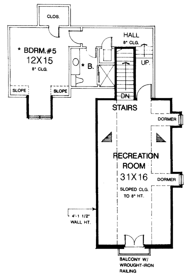 Architectural House Design - European Floor Plan - Upper Floor Plan #310-1056