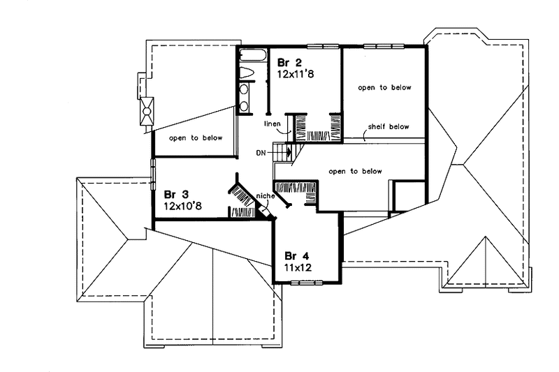 Dream House Plan - Floor Plan - Upper Floor for Mediterranean House Plan #320-554 - 4 bed, 2.5 bath