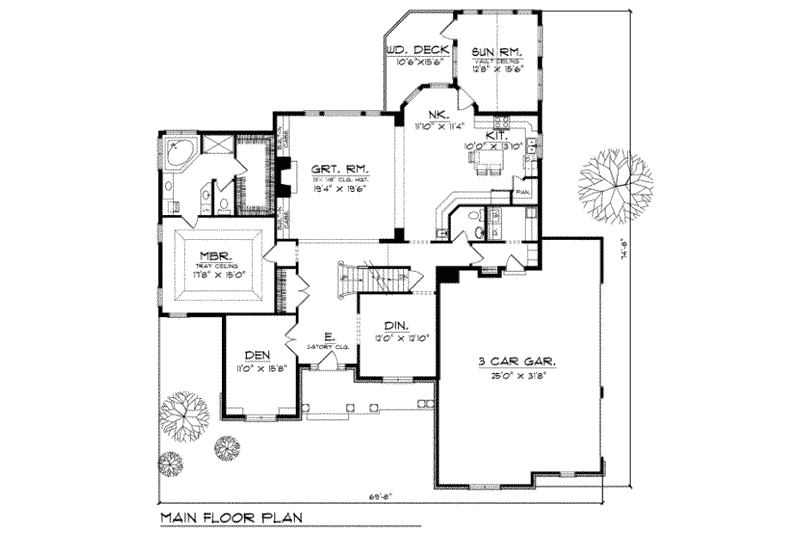 Home Plan - Floor Plan - Main Floor for European House Plan #70-477 - 4 bed, 3.5 bath