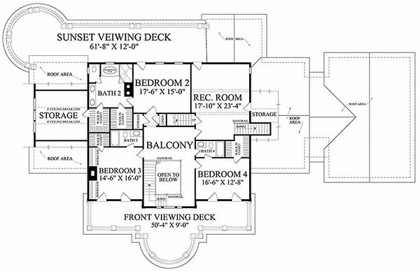 Southern Floor Plan - Upper Floor Plan #137-186