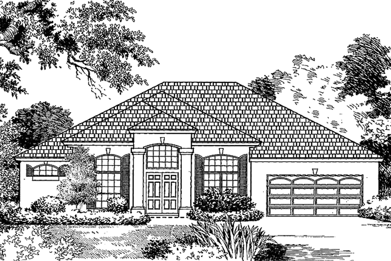 Architectural House Design - Exterior - Front Elevation 3 for Mediterranean House Plan #1015-17 - 5 bed, 3 bath