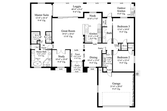 Floor Plan - Main Floor for Mediterranean House Plan #930-453 - 3 bed, 2 bath