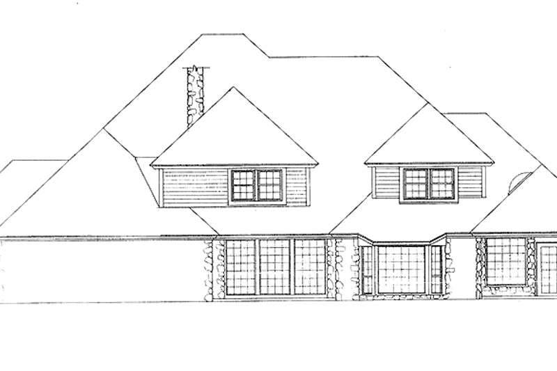 House Blueprint - Exterior - Rear Elevation for European House Plan #310-1062 - 4 bed, 3.5 bath