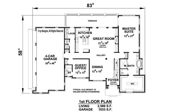 Floor Plan - Main Floor for European House Plan #20-2276 - 5 bed, 5.5 bath