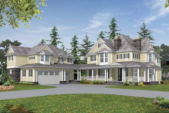 Exterior - Front Elevation 3 for Country House Plan #132-516 - 5 bed, 4.5 bath